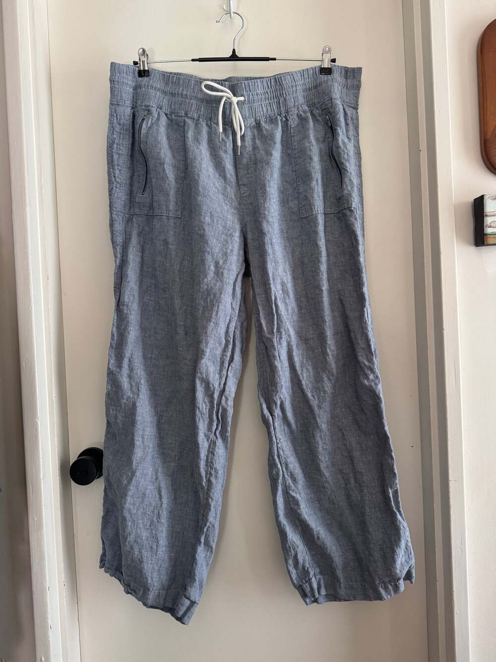 ATHLETA chambray Cabo wide leg 100% linen pants -  22